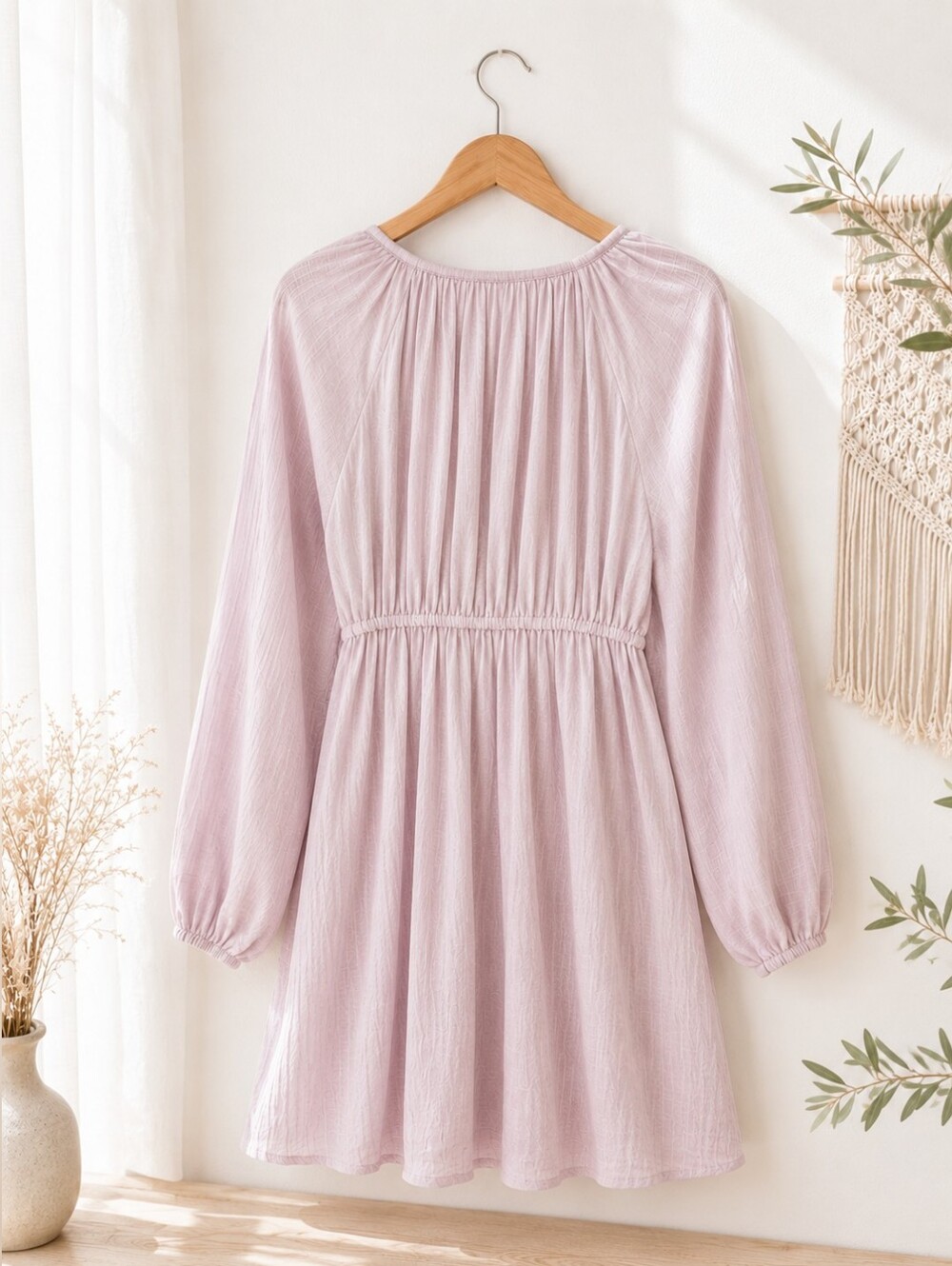 Free People soft boho lavender mini dress with lace-trim bodice. Size SP - Picture 5 of 9